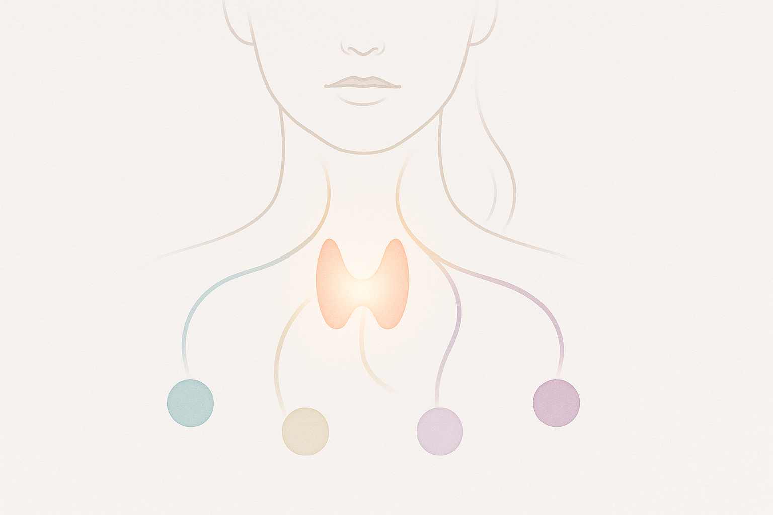A simple diagram showing the 4 parts of the thyroid system