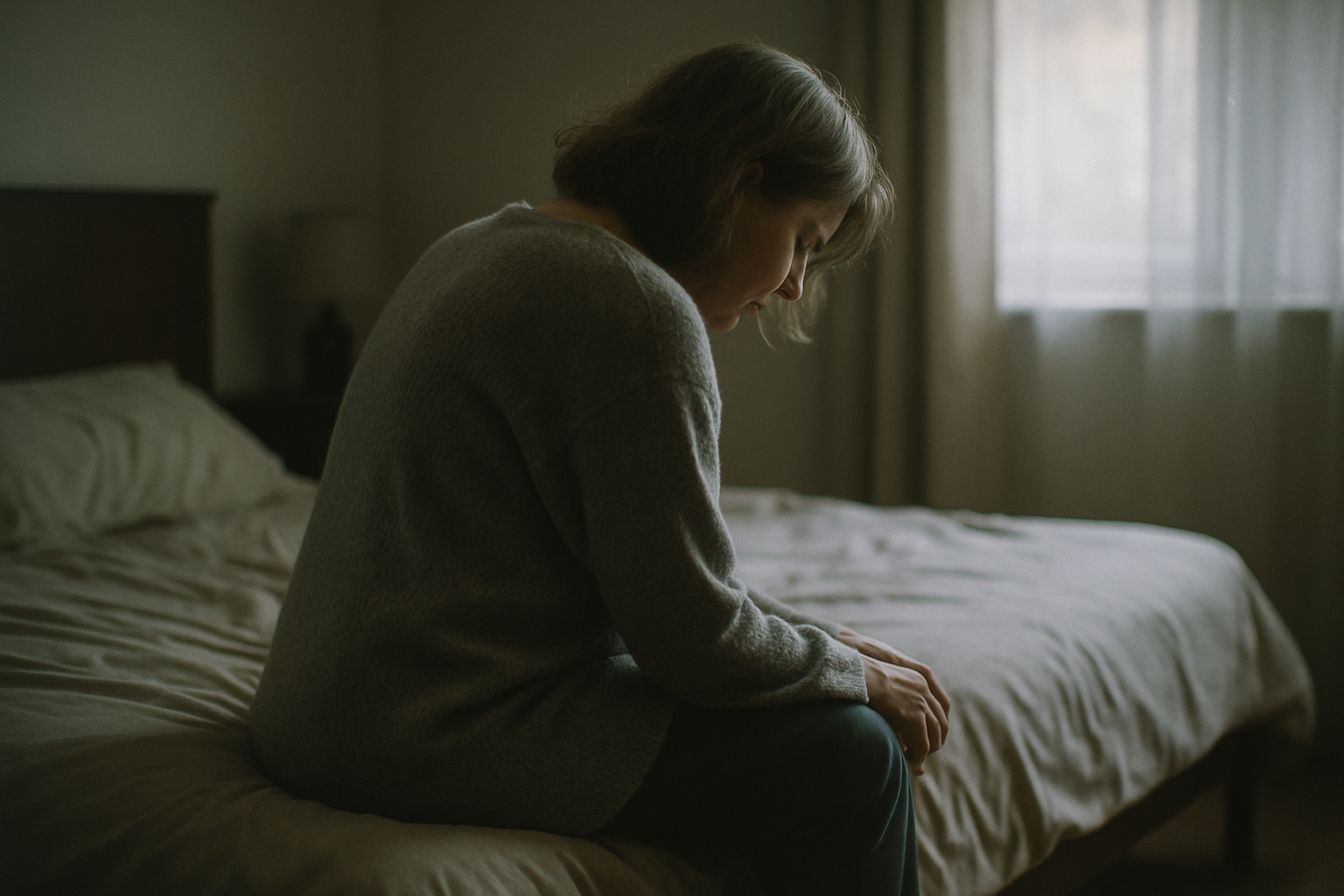 Woman feeling frustrated and exhausted looking in the mirror